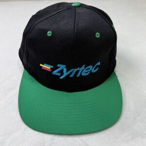 Vintage‎ Zyrtec Promotional Snapback Hat Black Green KC Caps Corporate Logo